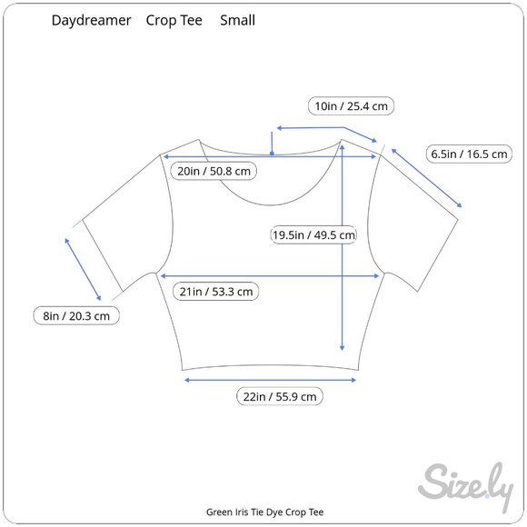 NWT DAYDREAMER 100% Cotton Green Iris Tie Dye Boxy Crop Tee Top Size Small - Picture 15 of 15